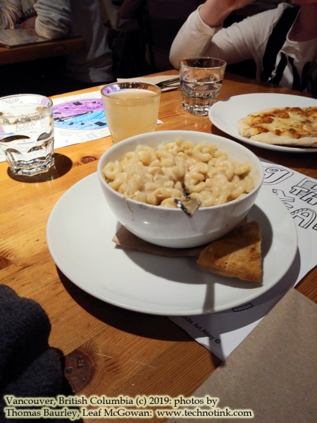 Mac n' Cheese - Rocky Mountain Flatbread - Dining on Flat Bread Pizza after Snowtubing Adventure on Cypress Mountain - Adventures in Vancouver, British Columbia.  (C) 2020: Photos by Thomas Baurley, Leaf McGowan, Techno Tink Media; www.technotink.net/photography.  Full adventure tales at www.technotink.net/adventures. Photo taken on Saturday, January 4, 2020.