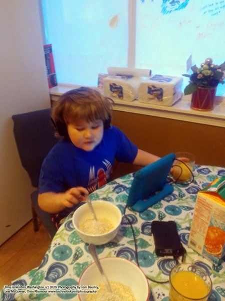 Breakfast with King Cian - Friday, January 16, 2020: Staying at an Air BnB in Renton, Washington. The Adventures of Sir Oisin Leif:  Saga 1 - Dual states at https://technotink.net/adventures/?page_id=2.  Photography by Sir Oisin Leif, Thomas Baurley, Leaf McGowan, Technotink.net/photography  (c) 2020. All rights reserved.