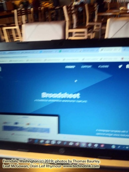 Doing web development work at the Ferndale Starbucks. The adventures of Sir Oisin Leif and Prince Cian in Ferndale, Washington. Photos taken on October 2, 2019. (c) 2019: Photos by Thomas Baurley, Oisin Leif Rhymour, Leaf McGowan. Tales at www.technogypsie.net/chronicles/