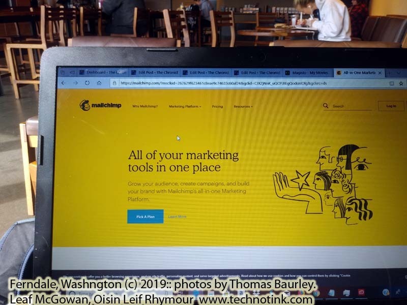 Doing web development work at the Ferndale Starbucks. The adventures of Sir Oisin Leif and Prince Cian in Ferndale, Washington. Photos taken on October 2, 2019. (c) 2019: Photos by Thomas Baurley, Oisin Leif Rhymour, Leaf McGowan. Tales at www.technogypsie.net/chronicles/