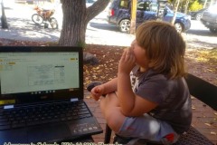 E-schooling/remote learning at starbucks, Breckenridge, Colorado. Exploring Breckenridge, Colorado: September 30, 2020. The Adventures of Sir Oisin Leif: https://technotink.net/adventures/?p=3015  Saga 1 - Dual states at https://technotink.net/adventures/?page_id=2.  Photography by Sir Oisin Leif, Thomas Baurley, Leaf McGowan, Technotink.net/photography  (c) 2020. All rights reserved.