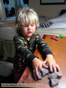 Cian making cairns