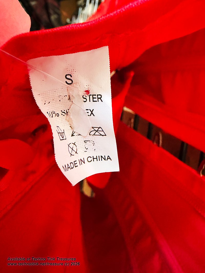 Small Shiny Red Corsette with ribbon and clasps - Image 5