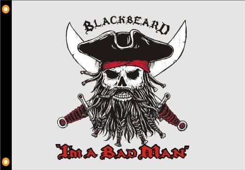 Grey Blackbeard - I'm A Bad Man Pirate Flag, 45 x 30 x .5 (12 x 18 in) - Image 3