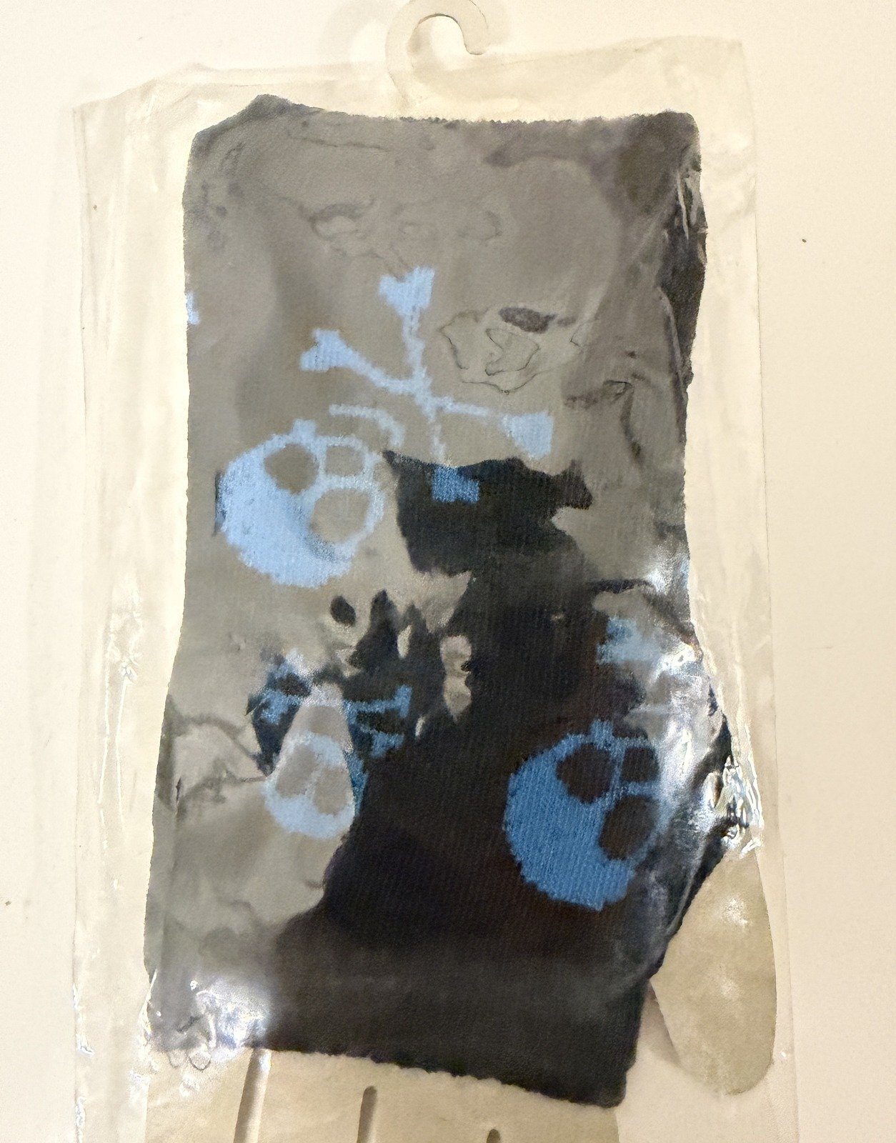 Blue Skull and Bones on Black Fashion Hand Gloves - Image 2