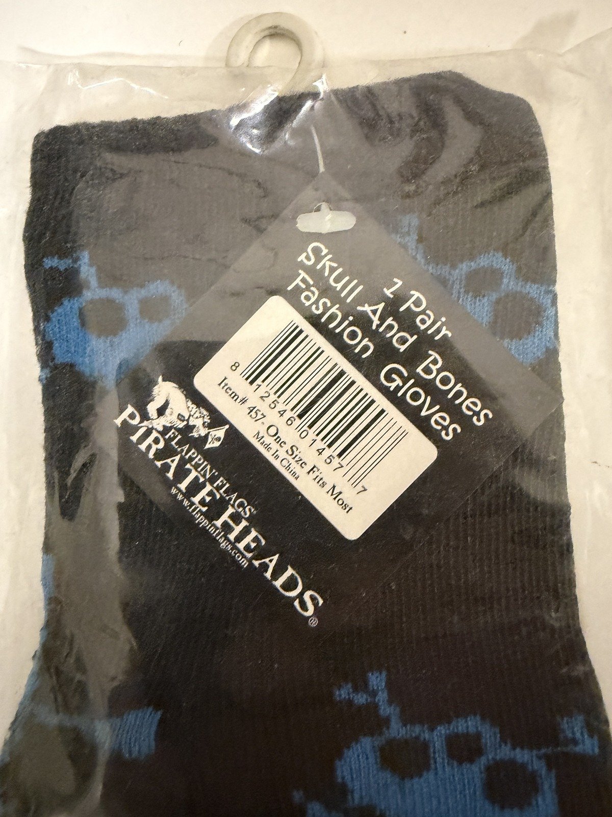 Blue Skull and Bones on Black Fashion Hand Gloves - Image 3