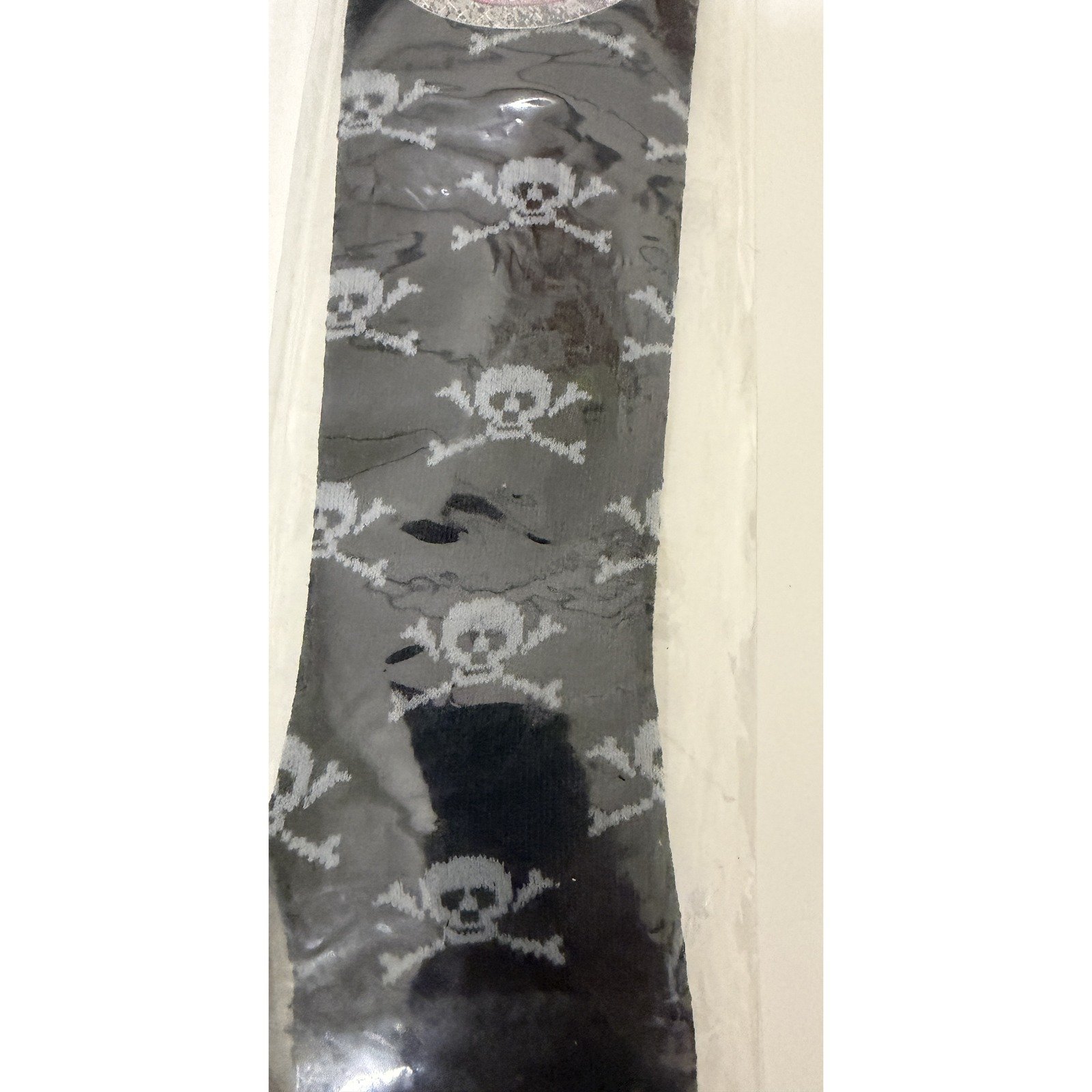 Grey Skull and Crossbones on Fingerless Fashion Arm Gloves - Image 3