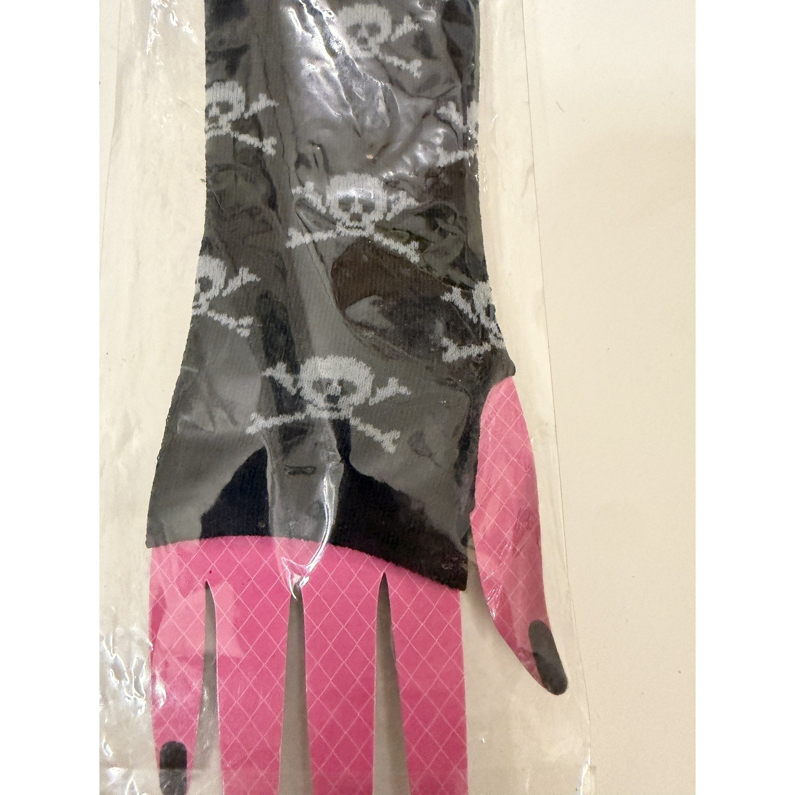 Grey Skull and Crossbones on Fingerless Fashion Arm Gloves - Image 6
