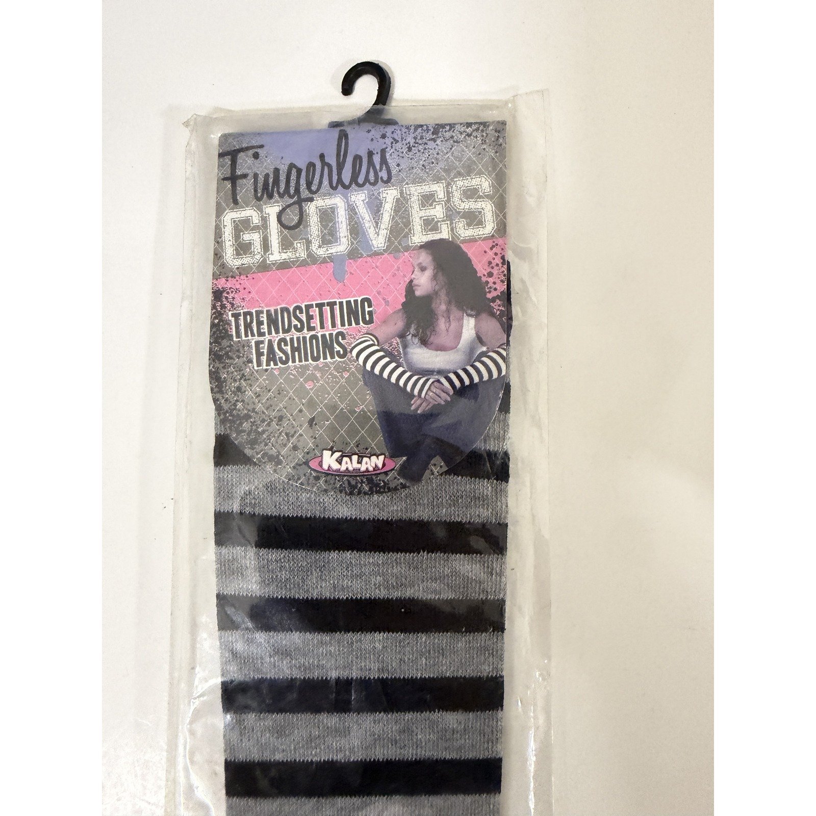 Grey and Black Striped Fashion Arm Gloves - Image 2