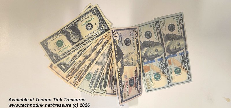 Flash Dollar Bills - Assorted 2 each US $1 $10 $20 $50 $100 - Pack of 10 (PM) - Image 2