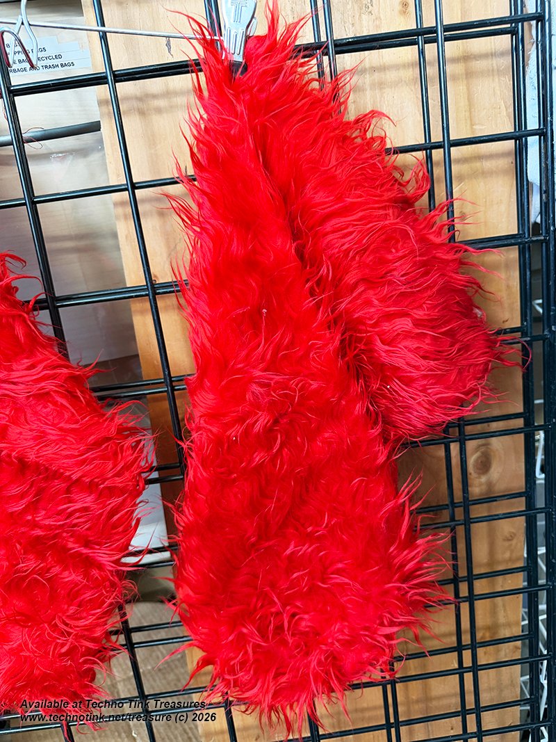 Red Shaggy Faux Fur Leggings - Image 2