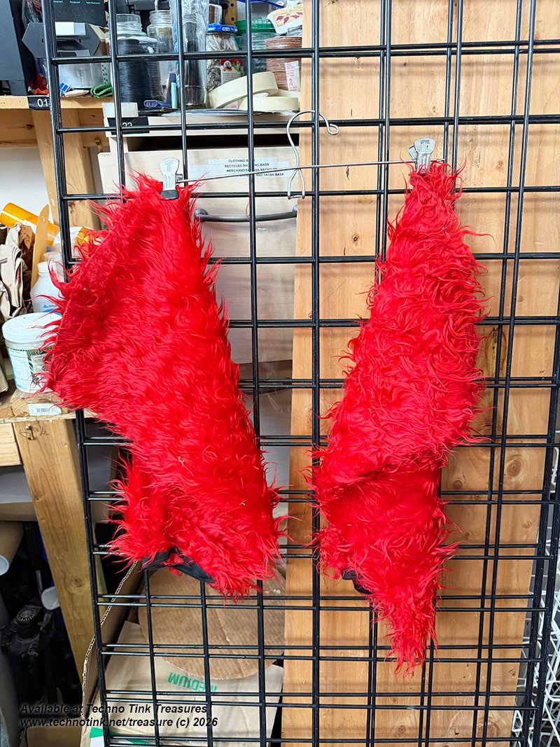 Red Shaggy Faux Fur Leggings - Image 3