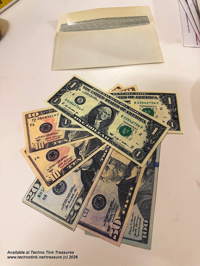 Flash Dollar Bills - Assorted 2 each US $1 $10 $20 $50 $100 - Pack of 10 (PM)