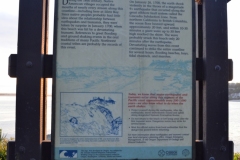 "The Great Tsunami of 1700: During the 18th century, Native America villages occupied the mouts of nearly every stream along this coastline - including here at Siletz Bay. Since native peoples probably had little idea about the relationship between earthquakes and tsunamis, they were etaken by surprise in January 1700, when this beach was hit by a devastating tsunami.  References to great flooding and ground shaking events in the oral traditions of many Pacific Norwest coastal tribes are probably the records of this event. On January 26, 1700, the earth shook violently in the throe of a magnitude 9+ earthquake that occured along the great offshore fault system called the Cascadia Subduction Zone. From northern California to British Columbia, the ocean floor heaved upward approximately 20 feet, and within 10-30 minutes a giant wave up to 50 feet high reached the shore. The wave probably struck this beach only 20 minutes after the earthquake. Devastating waves from this event continued to strike the entire coastline for several hours, flooding beaches, bays, tidal channels, and marshes. Today we know that major earthquakes and tsunamis occur along this segment of the Pacific coast approximately ever 200-1000 years - we also know what to do when the earth shakes. "Lincoln City, Oregon. Oregon Coastline 2013: Oregon Coast, Oregon, USA. Friday, August 3, 2013. (c) 2013: Photo by Leaf McGowan, Thomas Baurley, Technogypsie Productions. More information, copy of photo, to purchase, or to obtain permission to reprint visit http://www.technogypsie.com/photography/.  To follow the adventures, go to http://www.technogypsie.com/chronicles/ or travel tales http://www.technogypsie.com/reviews/
