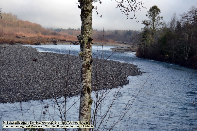The adventures of Sir Oisin Leif and Prince Cian in the Mt Baker Wilderness near Deming, Washington. Photos taken on November 26, 2019. Forest and river area near Welcome, Slide Mountain, and Racehorse Falls.  (c) 2019: Photos by Thomas Baurley, Oisin Leif Rhymour, Leaf McGowan. Tales at www.technogypsie.net/chronicles/