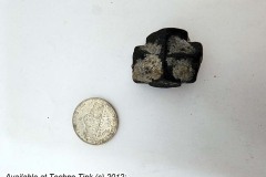Staurolite Celtic cross - small approximately 1x.75x.5 FC012. Available at Techno Tink Treasures: https://technotink.net/treasure/?post_type=product&p=7168   Photo by Thomas Baurley, Techno Tink Media (c) 2022 All rights reserved.