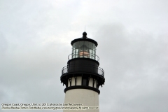 "Yaquina Head's light is 81'2" (25 m) above the ground and 162' (49 m) above mean sea level; the top of the tower is 10' (3 m) higher still. Higher is better - On America's rugged west coast, keeping lights low enough to be seen under the fog was often a problem. However if they were placed too low, they couldn't be seen far enough away to be useful.  The higher a light is, the further it can be seen at sea. At 162 feet (49 m) above sea level, Yaquina Head's light can be seen about 19 miles (32 km) out to sea. Late nights at the office - Imagine spending all of a long winter's night sitting on a stiff chair 70 feet (21 m) up in the tower watching the light. Now try to imagine doing it in the years before there was radio, tv, or even electricity! The buildings attached to the light tower has two rooms which once served as the 'oil room and office' however the keepers stood nightly watch in the tower itself. Still lighting the way: Many ships and boats continue to depend on lighthouses for navigational aid. Equipment in the small building attached to the light tower keeps a light on in case the electricity fails. A small battery-powered back up light is attached to the railing surrounding the lantern deck - you can see it from the observation deck at the base of the tower. By modern standards, the regular routine of a lighthouse keeper was monotonous. It was however sometimes interrupted by unexpected moments of drama. 'last night lightning struck the office and storeroom building. it tore off the copper, lead, and shingles where the root joins on to the tower ...' keeper's log, Yaquina head, Oct 18 1920.  By 10 am every day the lighthouse lamp was refueled and its five wicks trimmed. Throuhout the day, the lens and windows were cleaned and repairs made to keep everything shipshape. At dusk the lamp was lit and then watched from the watchroom until sunrise. What else did keepers do? they greeted tourists ' ... sea quite smooth. keepers painting the watchroom and working the road today, had two visitors today.' - keeper's log yaquina head, april 28, 1877. They submitted to inspections: '...they never knew when an inspector was going to come. He came about four times each year. He would just come in the house like he belonged there and he would go through it just to see if the women kept the houses up.' - Philena Nelson, friend of the keeper's children 1916-1918. They painted, and painted some more ' keeper's painting the bracketts and getting stage (scaffold) ready and mixing paint to paint towers' - keeper's long, yaquina head, may 27, 1891.  They aided victims of shipwrecks - 'keeper send 2nd asst. to Newporte for assistance of a tug. The keepers gave the three men that got ashore necessary assistance  done all in there power to make them comfortable'-Keeper's long, Yaquina Head, March 28, 1889. Even though Newport was only four miles away, bad weather, poor roads, and the demands of their work combined to tie the keepers and their families to the Yaquina Head light station. They caught, shot, and grew their own food. 'Keepers whitewashing the garden fence and weeding the garden also today.' June 8 1887. They coped with the weather - when there were big storms and the seas were rough, it would make a roar and shae the lighthouse. the spray from the ocean, when the waves were rough, would spray clear up to the tower.Some of the women became keeps - Mrs M J Plummer went on duty as laborer today until a 2nd Asst. arrives at the station.' August 17, 1888. In the long history of staffed US lighthouses, a number of women, usually wives or daughters of keepers served as keepers. "~ information sign at Yaquina Head National Park, Newport, Oregon. http://www.technogypsie.net/reviews/?p=25775. Yaquina Bay Lighthouse: http://www.technogypsie.net/reviews/?p=25783&  "The Yaquina Bay Lighthouse was built in 1871, this lighthouse is the oldest building in Newport. It operated for only three years - until the lighthouse here was built. The restored lighthouse is a popular attraction in Yaquina Bay State Park" ~ information sign at Yaquina Head National Park, Newport, Oregon. http://www.technogypsie.net/reviews/?p=25775. 1/27/16: Chronicles 23: Delving the Oregon Coast and Willamette Valley:  http://www.technogypsie.net/chronicles/?p=19727 -   Photos from  February 2016 . (c) 2016 - photo by Photographers Thomas Baurley / Leaf McGowan: Techno Tink Media (www.technotink.net/photography/).