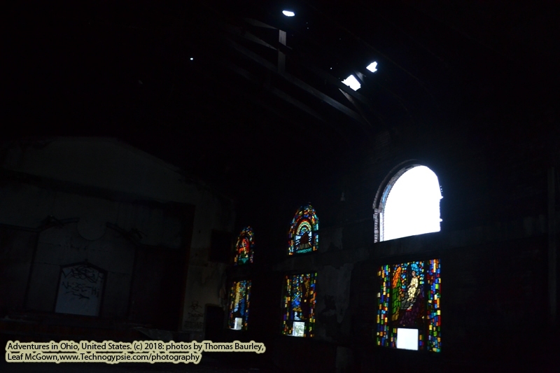 The Ruins of Emmanuel Temple (http://www.technogypsie.com/reviews/?p=39773); Youngstown, Ohio. Back to a Shovel Bum Life : Adventure East - Chronicles of Sir Thomas Leaf  and Prince Cian.  Adventures in Ohio. Photos taken November 11, 2018.  To read the adventures, visit   http://www.technogypsie.com/chronicles/?p=43403.   To read reviews, visit: www.technogypsie.com/reviews.  All photos and articles (c) 2018.  Technogypsie.com - by Leaf McGowan and Thomas Baurley. All rights reserved. www.technogypsie.com/photography.   This day's adventures will be published here: http://www.technogypsie.com/chronicles/?p=43405. Youngstown, Ohio: http://www.technogypsie.com/reviews/?p=39761