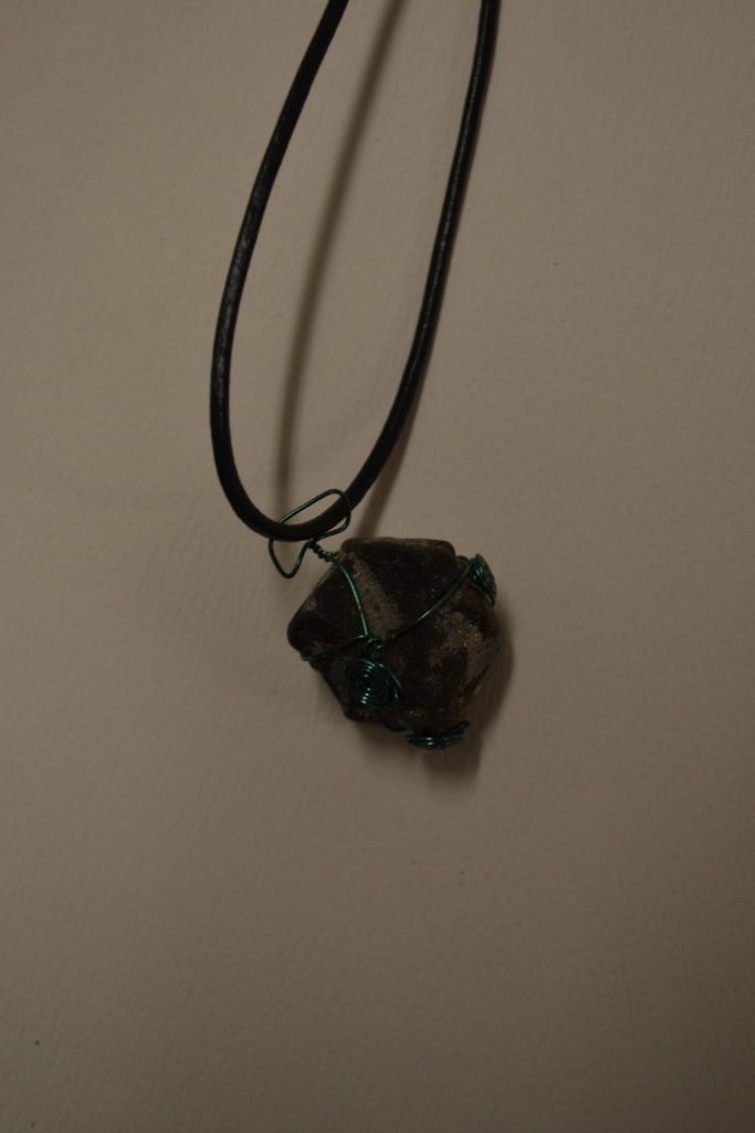 Wire wrapped Staurolite X - Large Necklace, Black cord