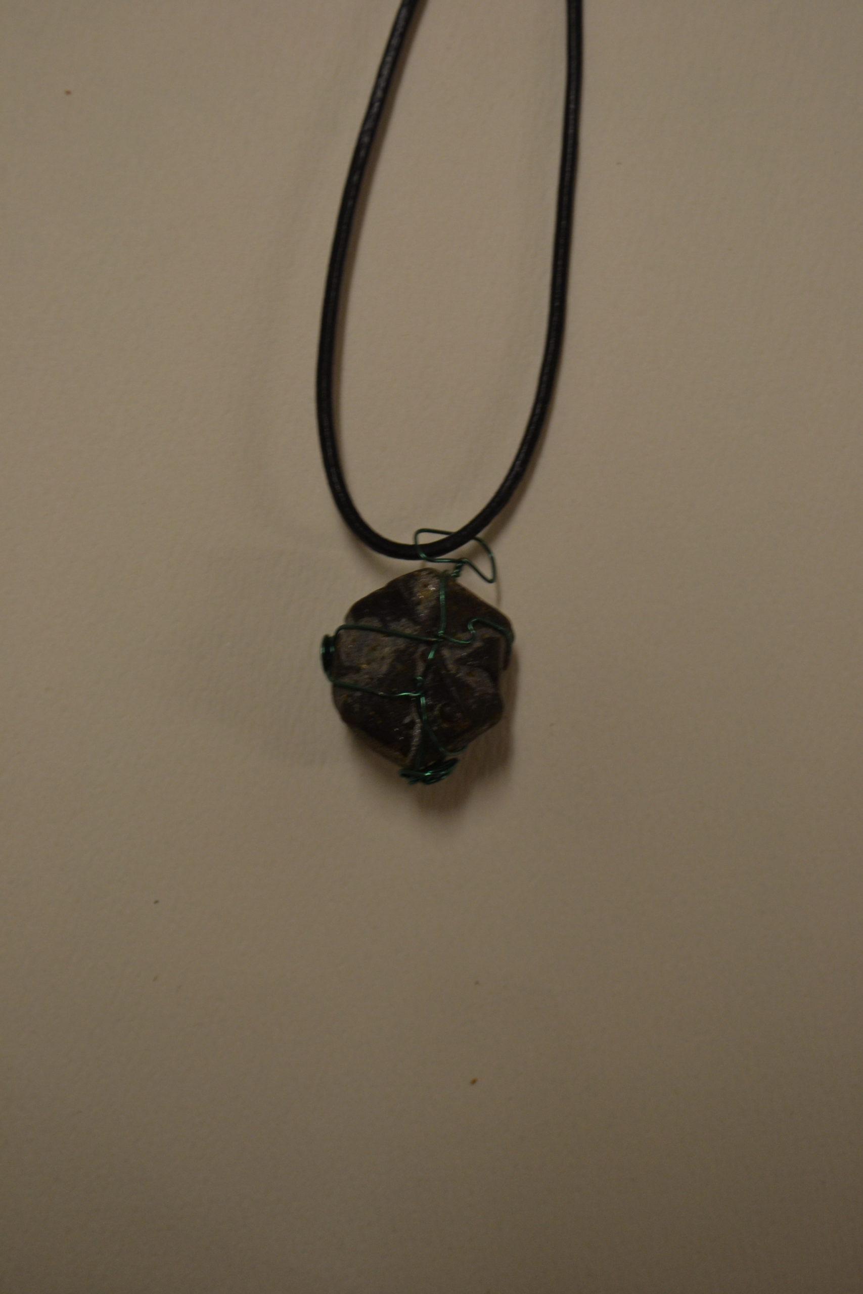 Wire wrapped Staurolite X - Large Necklace, Black cord - Image 5