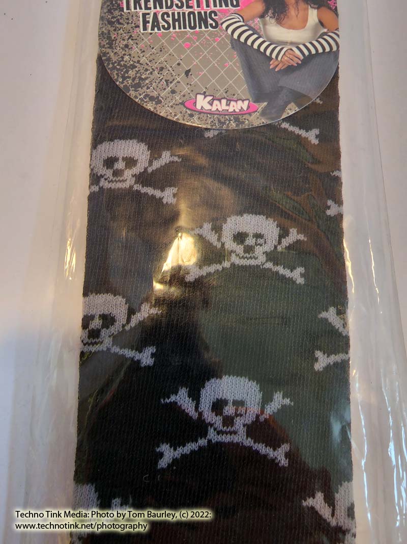 Grey Skull and Crossbones on Fashion Arm Gloves - Image 4
