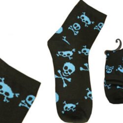 Blue Skull and Bones on Black Fashion Socks