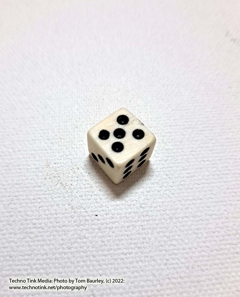 One Solid dot white face Hand-made bone dice 10 mm