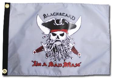 Grey Blackbeard - I'm A Bad Man Pirate Flag, 45 x 30 x .5 (12 x 18 in)