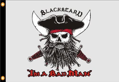 Grey Blackbeard - I'm A Bad Man Pirate Flag, 45 x 30 x .5 (12 x 18 in) - Image 4