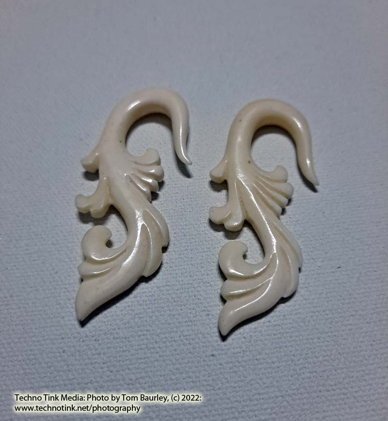 Pair of Medium Bone Floral Hook Ball Earring