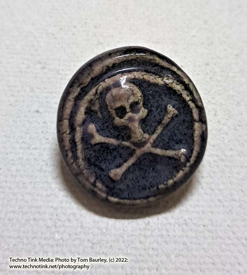Blue tan Jolly Roger Clay Button - Image 2