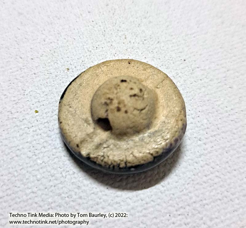 Blue tan Jolly Roger Clay Button - Image 3