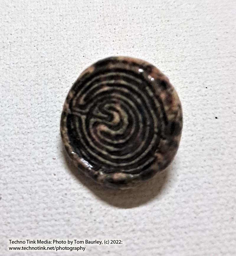 Blue Tan Labyrinth Button