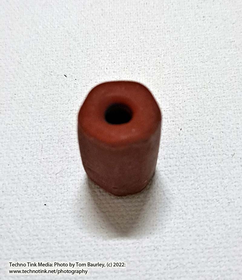 Viking Grave Glass Beads - Replica, Orange Red Rough Facet Barrel - Image 3