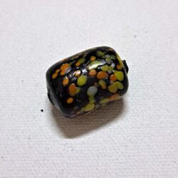 Viking Grave Clay Bead - Replica, Black with Mottled Colors, Barrel Shape, Shiny