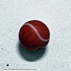 Viking Grave Clay Bead - Replica, Orange with wavy white lines, Round