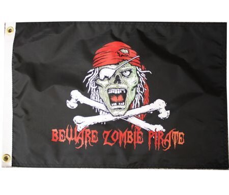 Beware Zombie Pirate Flag, 45 x 30 x .5 cm