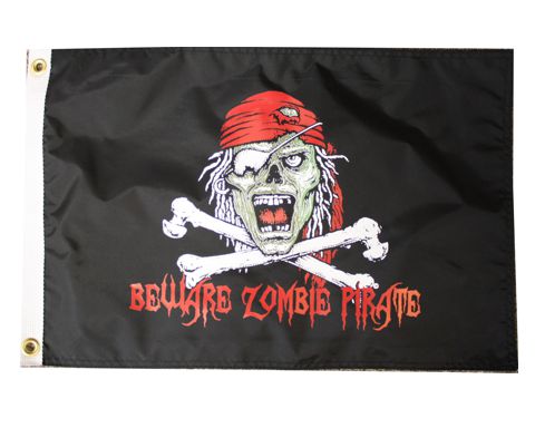 Beware Zombie Pirate Flag, 45 x 30 x .5 cm