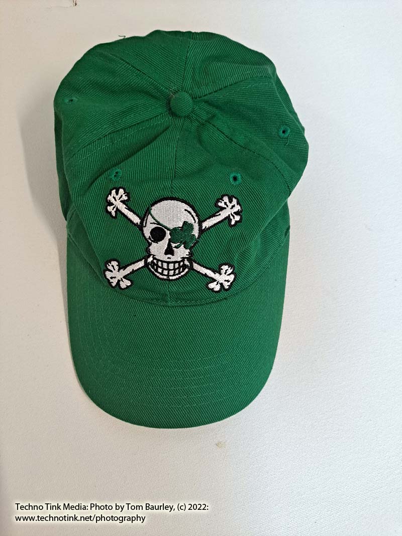 Irish Pirate BLARNEY BONES Embroidered Skull Green Cotton Cap