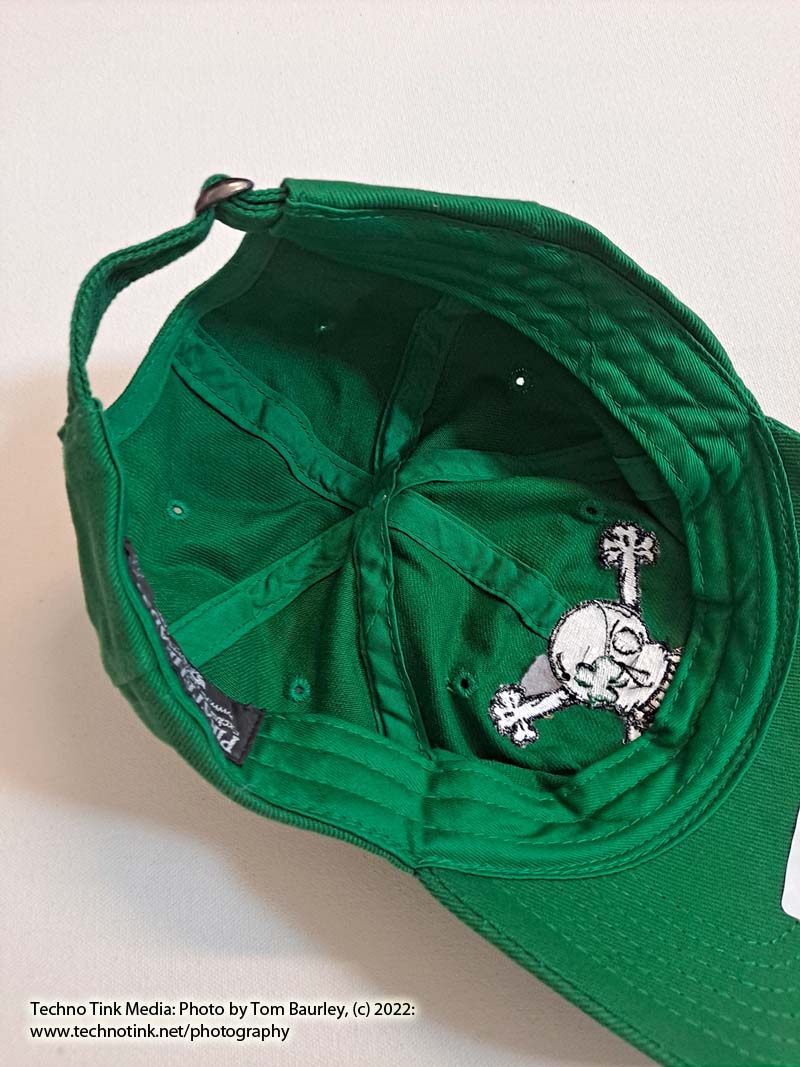 Irish Pirate BLARNEY BONES Embroidered Skull Green Cotton Cap - Image 4