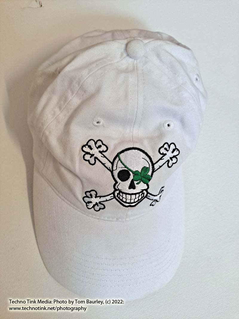 Irish Blarney Bones Pirate Ball Cap - White
