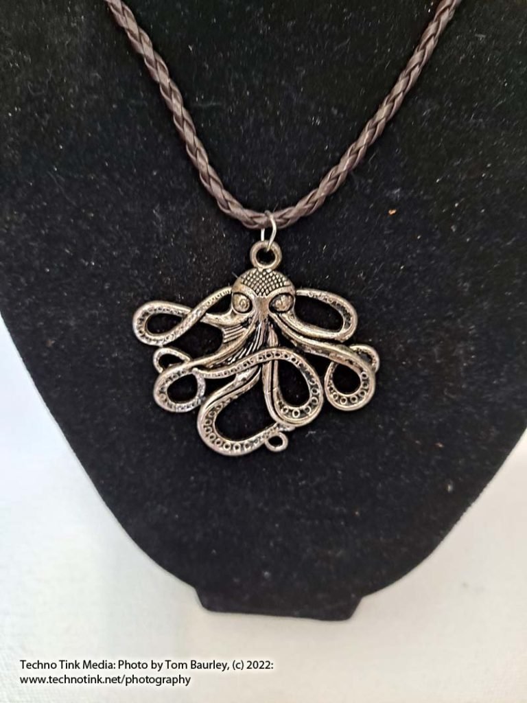 Pewter Octopus Cthulu Kraken Pendant Necklace