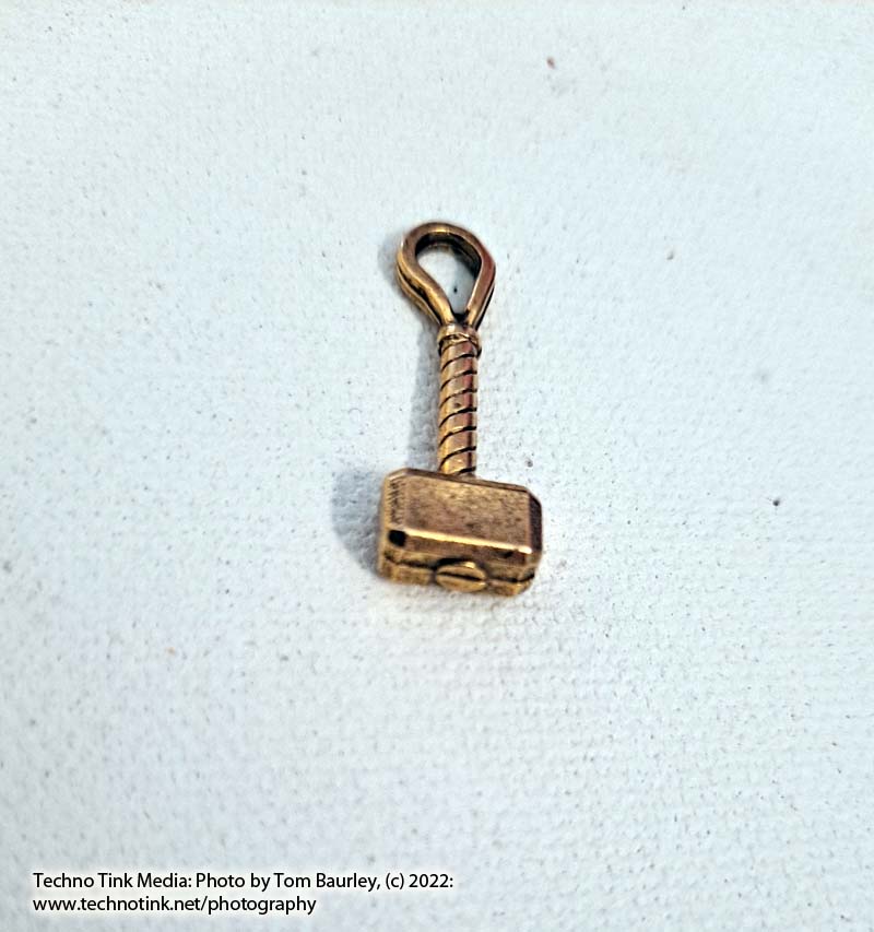 Thor Hammer Charm, 3-D Antique Gold Color 9x25mm - Image 5