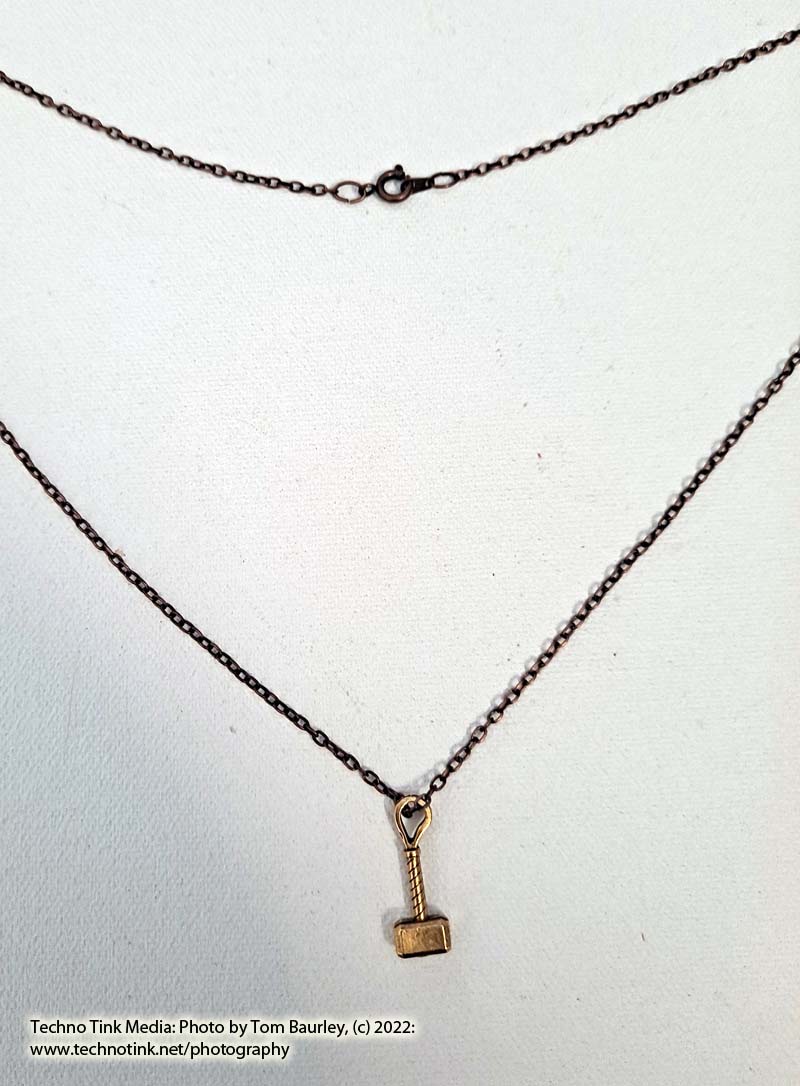 Thor Hammer Charm, 3-D Antique Gold Color 9x25mm - Image 7