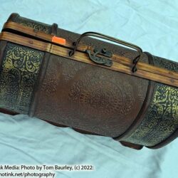 Large wooden ornate Burning Man styled Box Purse