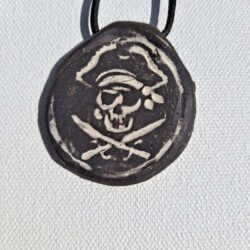 Black Jolly Rogers Clay Pendant necklace