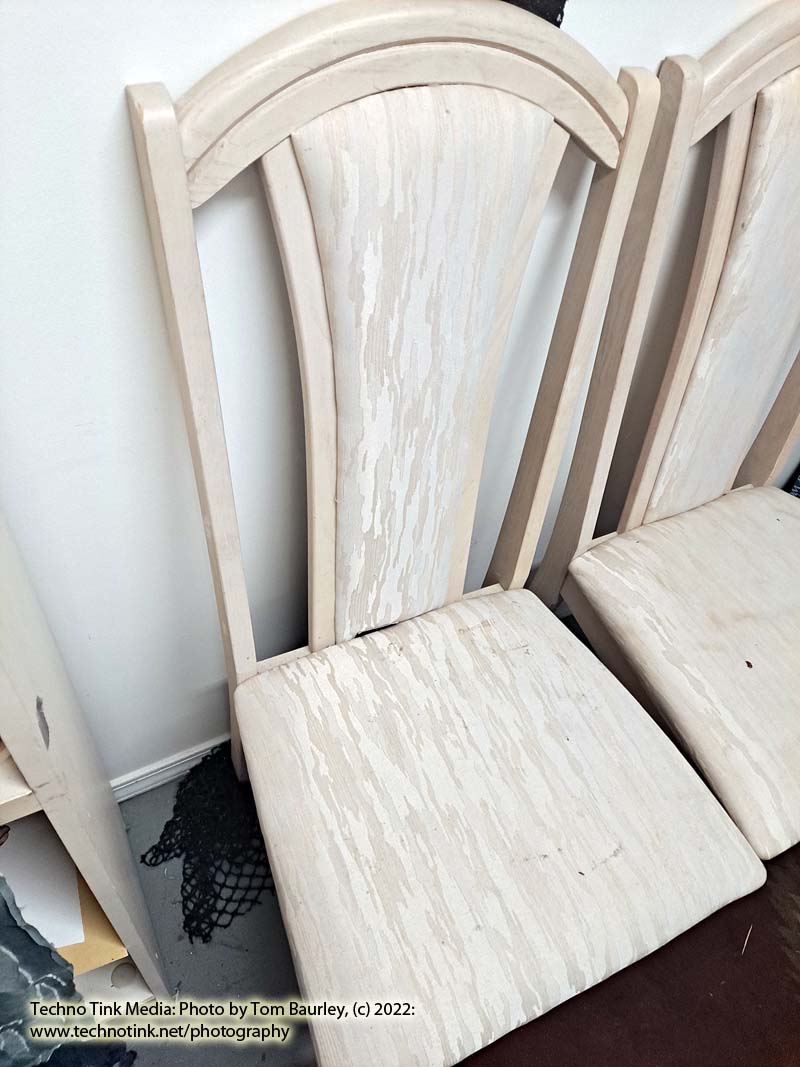 Solid Glass Dining Room Table (Large 72" x 42" ) and Five 43" x 21" ivory/beige Chairs - Image 19