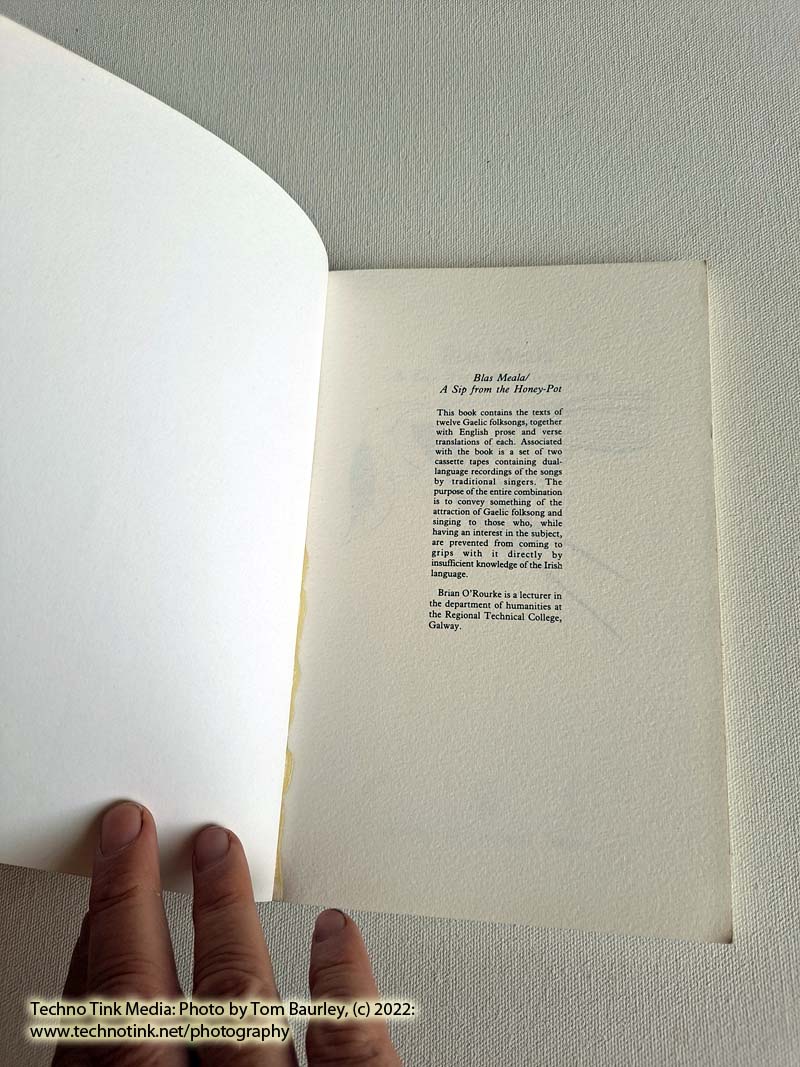 Blas Meala: A Sip from the Honey-Pot: Gaelic folksongs with English translations by Brian O'Rourke (used) - Image 6