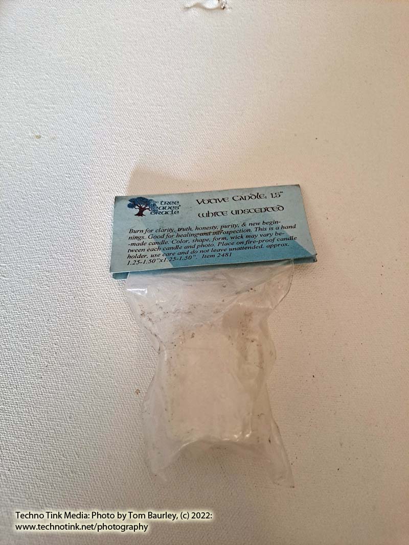 Small 2.25" x 1.25" white unscented votive candle - Image 5