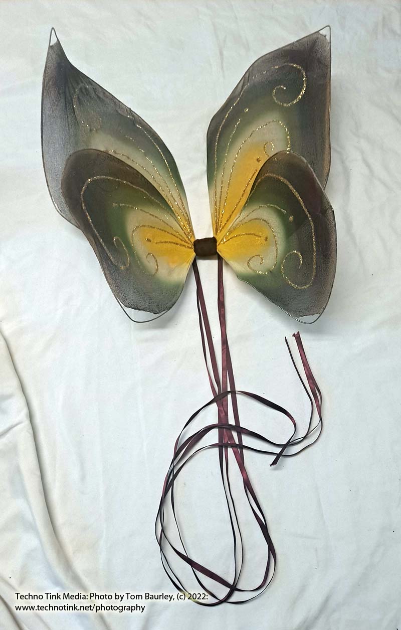Purple-Green-Yellow Flower Fairy Wings 16"x16"x6" - Image 2